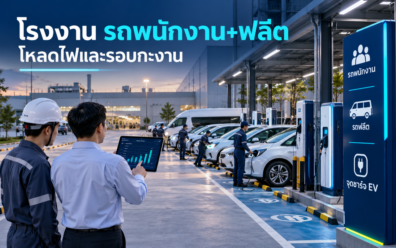 สถานีชาร์จ EV โรงงาน วางระบบรถพนักงานและฟลีต