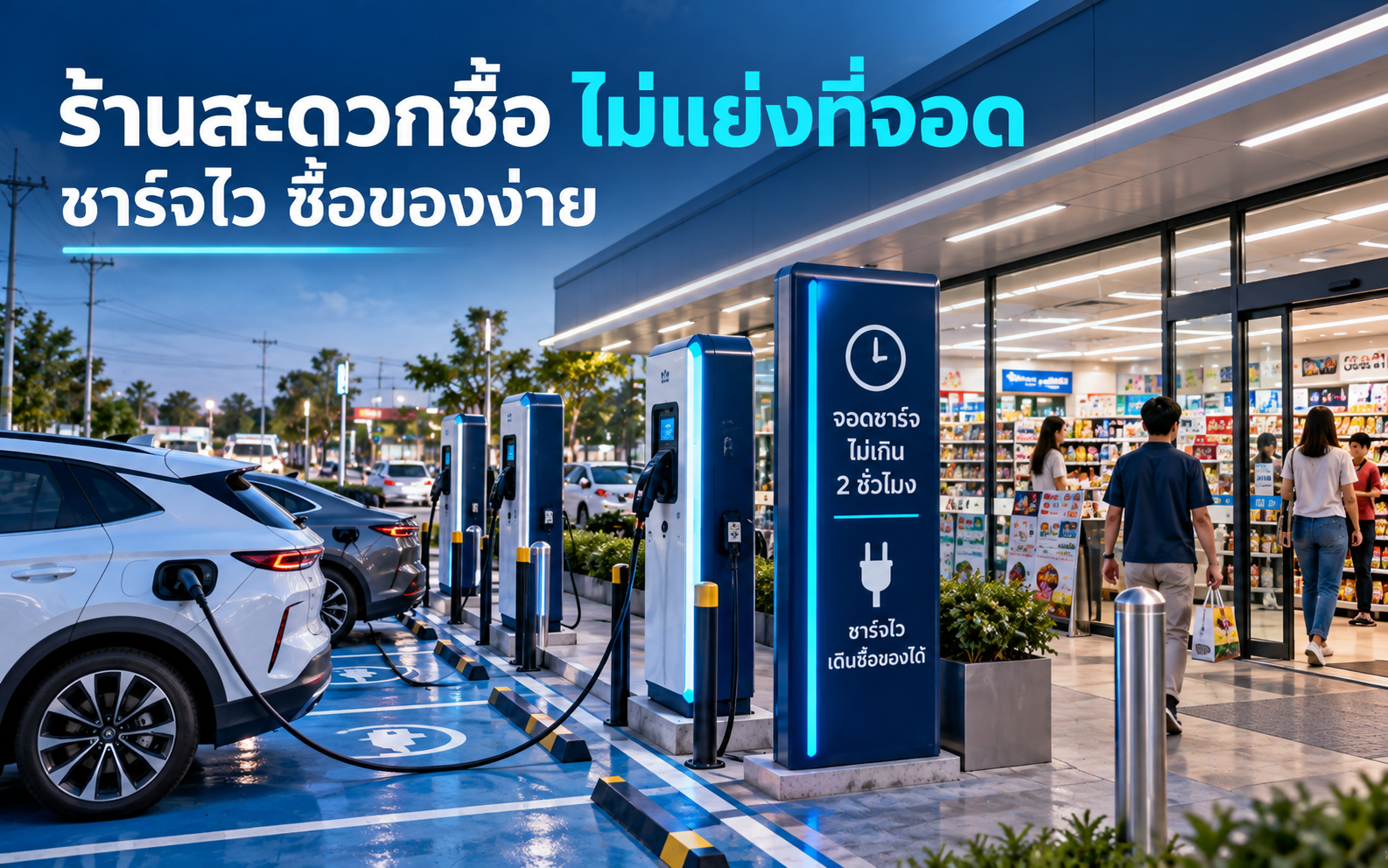 EV Charger ร้านสะดวกซื้อ เพิ่มลูกค้าโดยไม่แย่งที่จอด