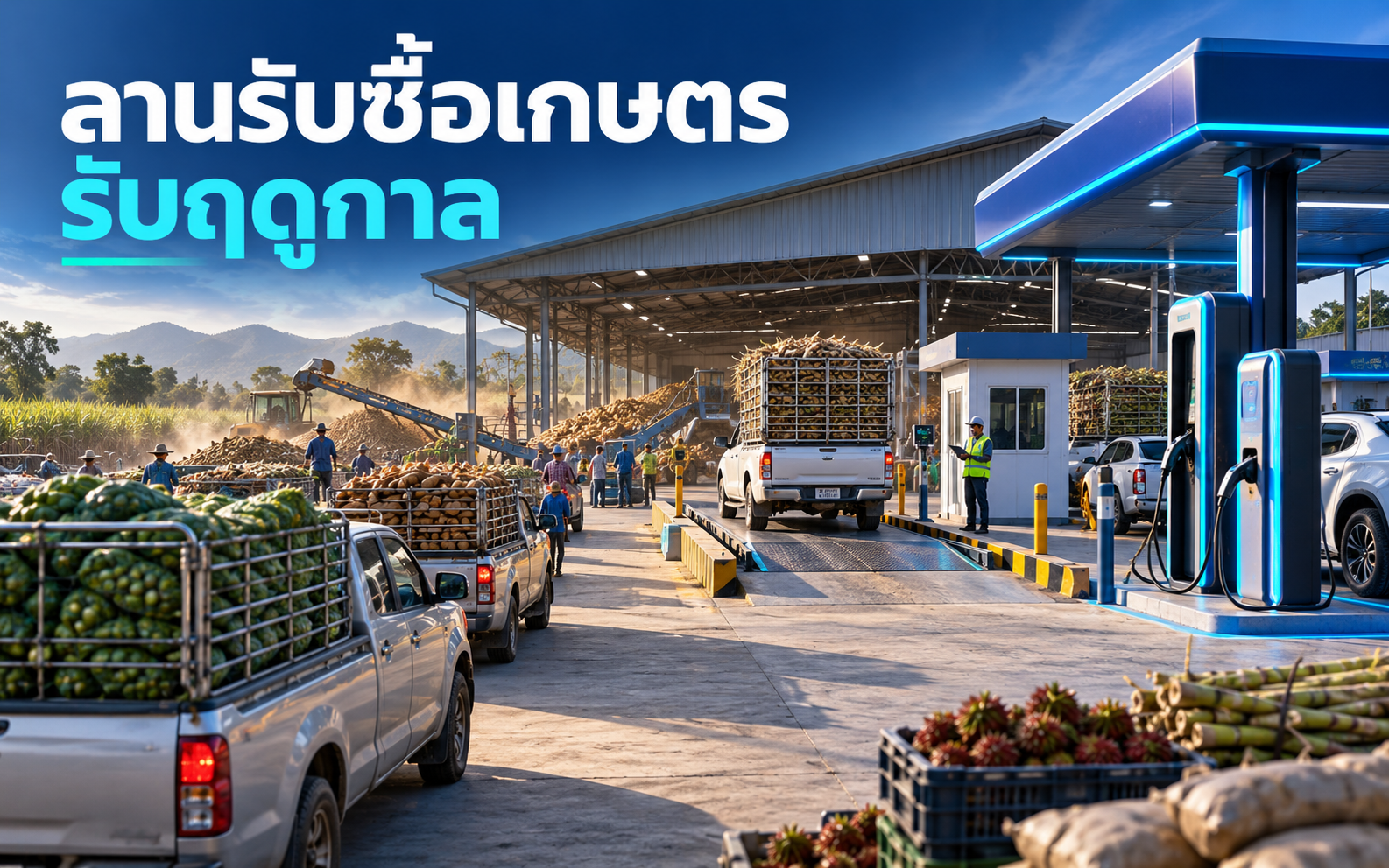 สถานีชาร์จ EV ลานรับซื้อสินค้าเกษตร วางระบบอย่างไร
