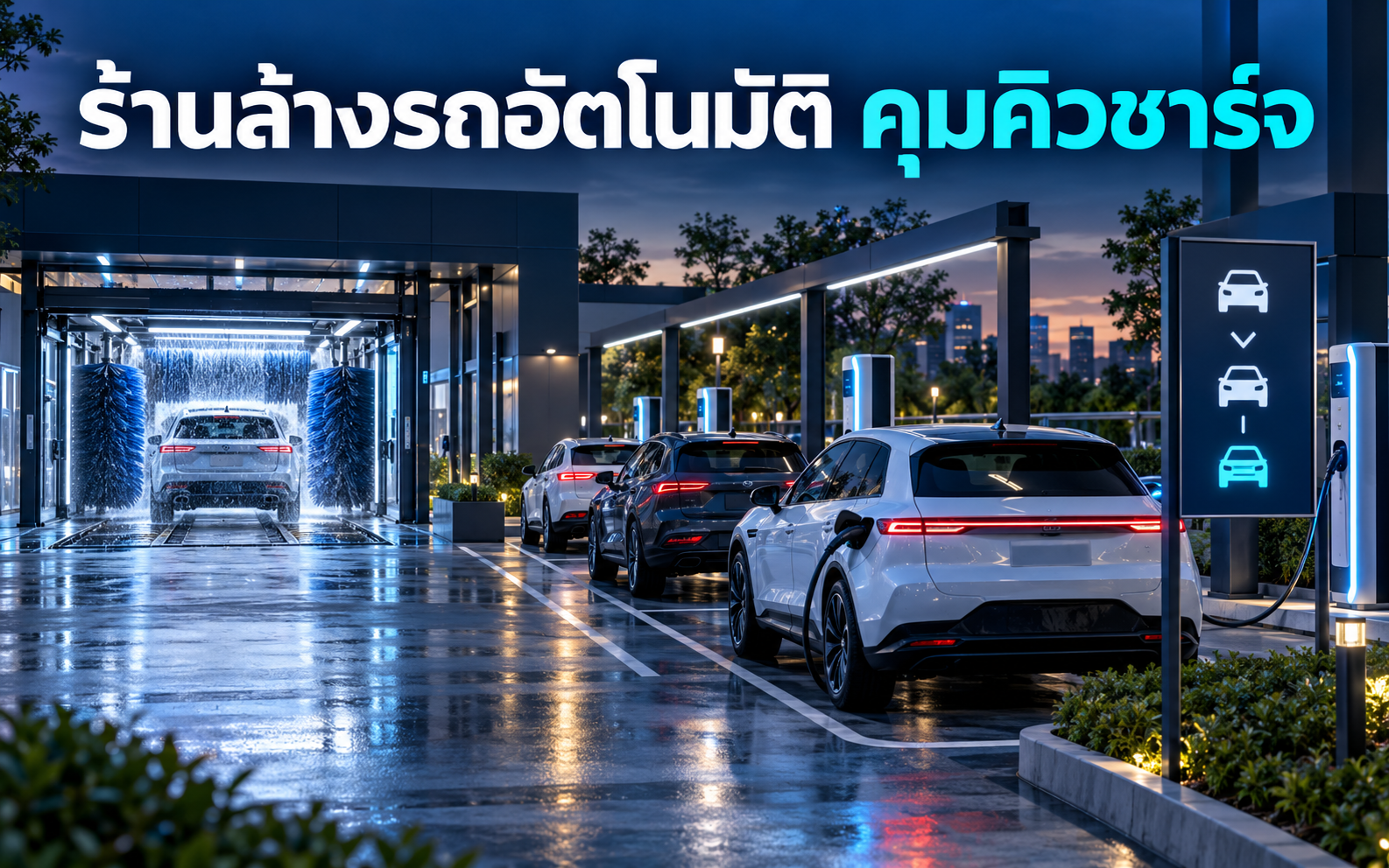 EV Charger ร้านล้างรถอัตโนมัติ วางคิวรถอย่างไร