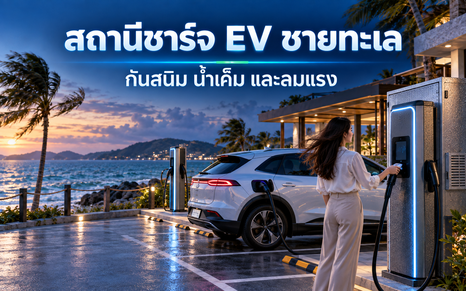 สถานีชาร์จ EV ชายทะเล ต้องกันสนิมและน้ำเค็มอย่างไร