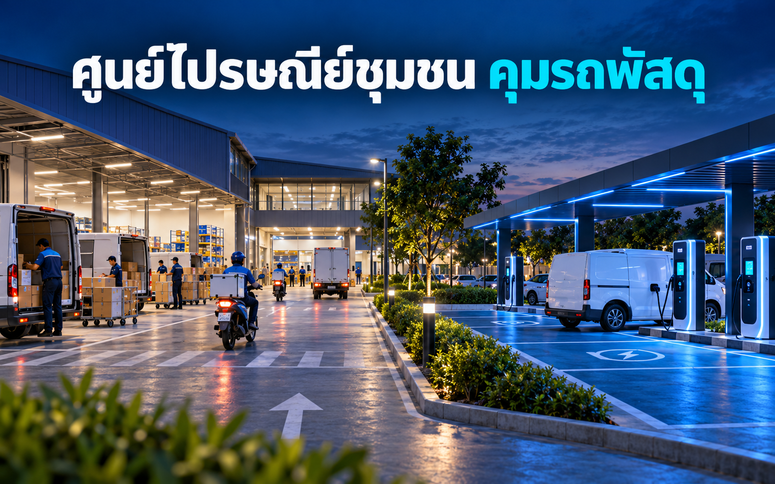 สถานีชาร์จ EV ศูนย์ไปรษณีย์ชุมชน คุมรถรับพัสดุอย่างไร