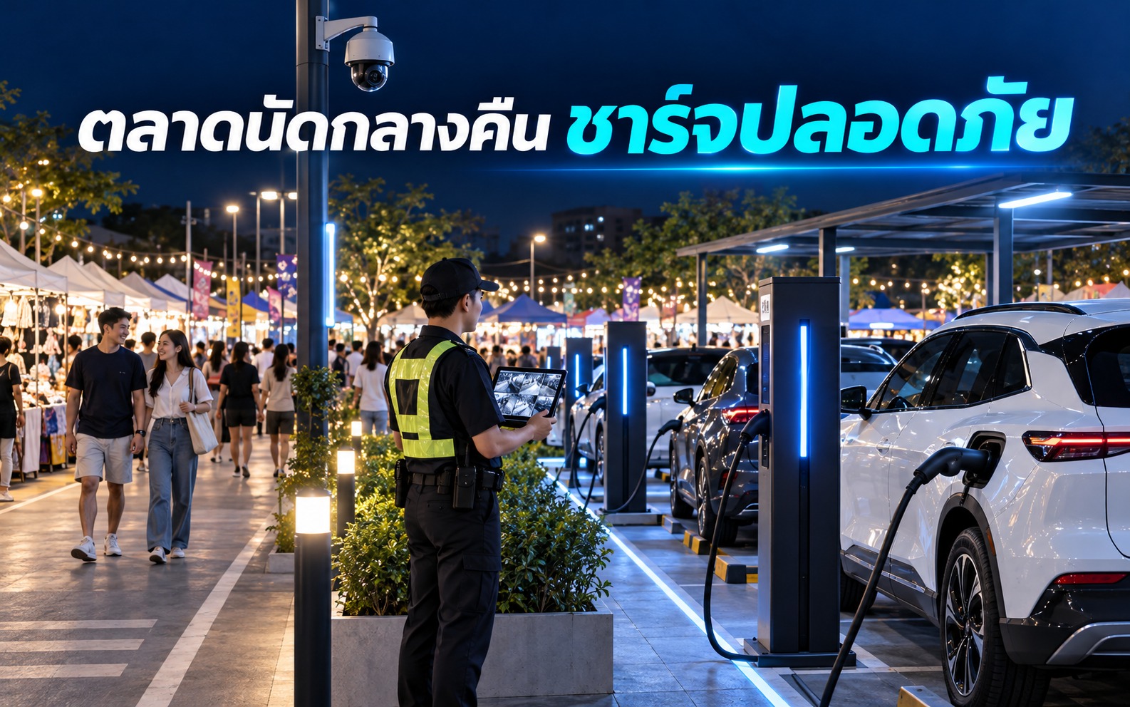 สถานีชาร์จ EV ตลาดนัดกลางคืน ต้องดูความปลอดภัยอะไร