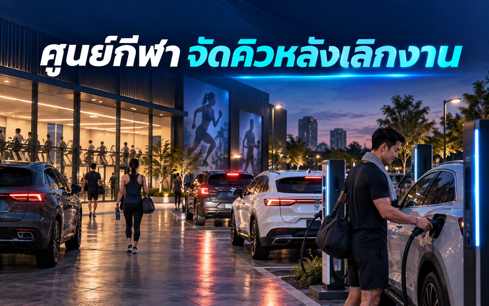 EV Charger ศูนย์กีฬา จัดคิวหลังเลิกงานอย่างไร