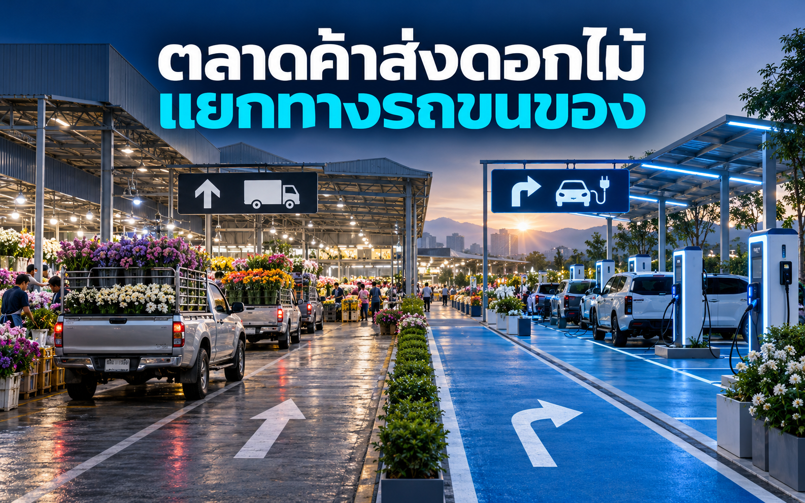 EV Charger ตลาดค้าส่งดอกไม้ คุมรถเข้าออกอย่างไร