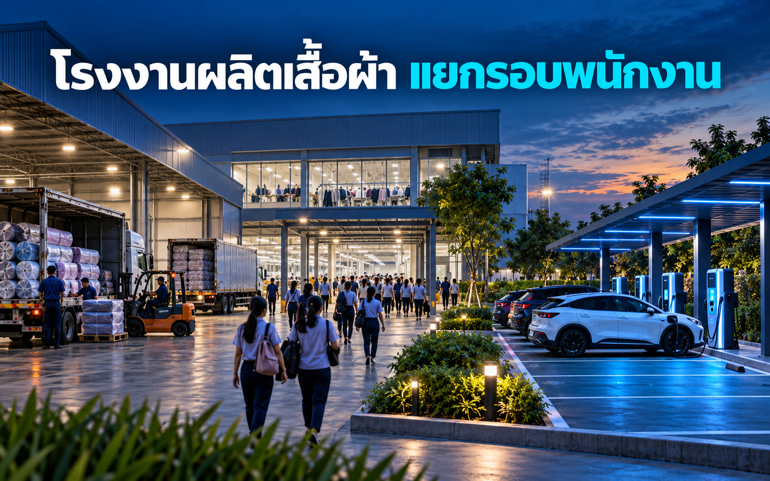 EV Charger โรงงานผลิตเสื้อผ้า แยกรอบพนักงานอย่างไร