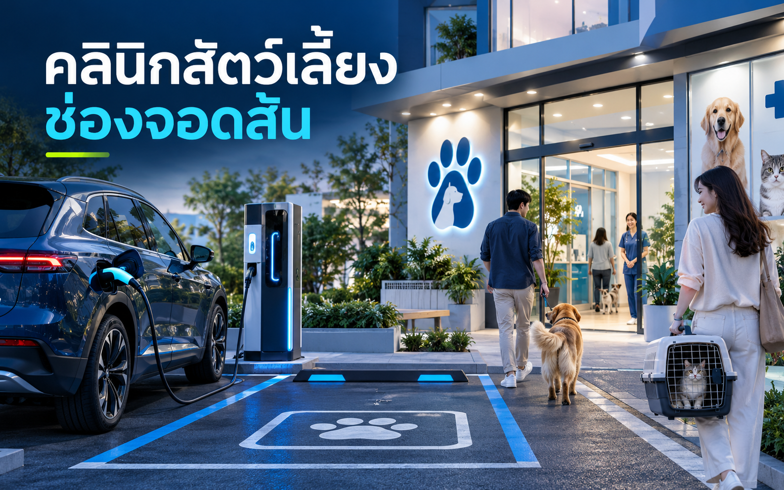 EV Charger คลินิกสัตว์เลี้ยง วางช่องจอดอย่างไร