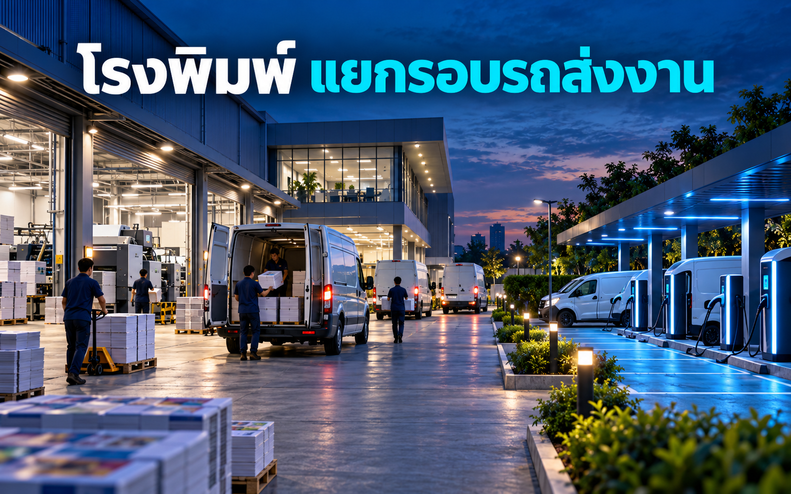EV Charger โรงพิมพ์ แยกรอบรถส่งงานอย่างไร