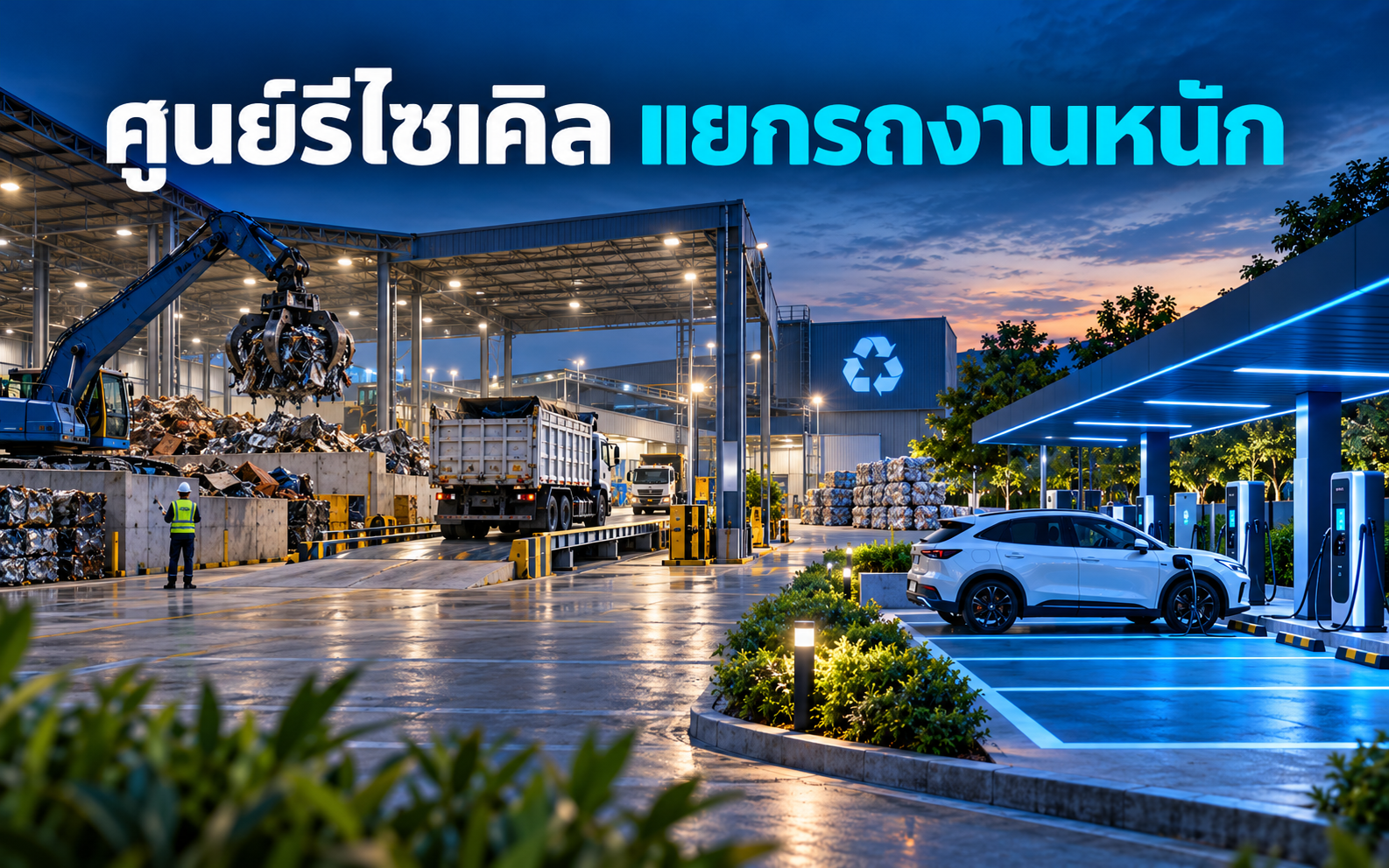 สถานีชาร์จ EV ศูนย์รีไซเคิล จัดรถงานหนักอย่างไร