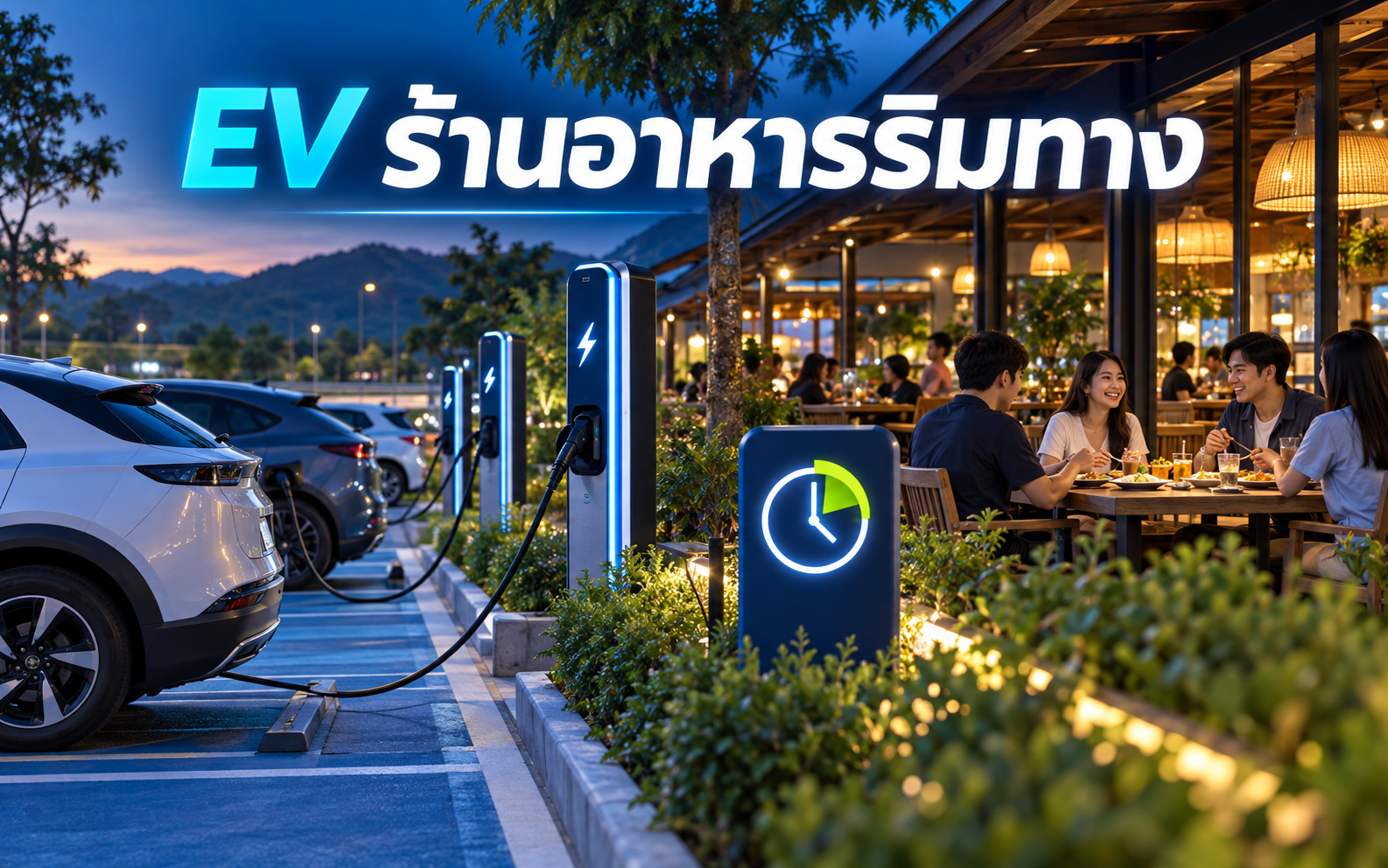 สถานีชาร์จ EV ร้านอาหารริมทาง คุมเวลาจอดอย่างไร