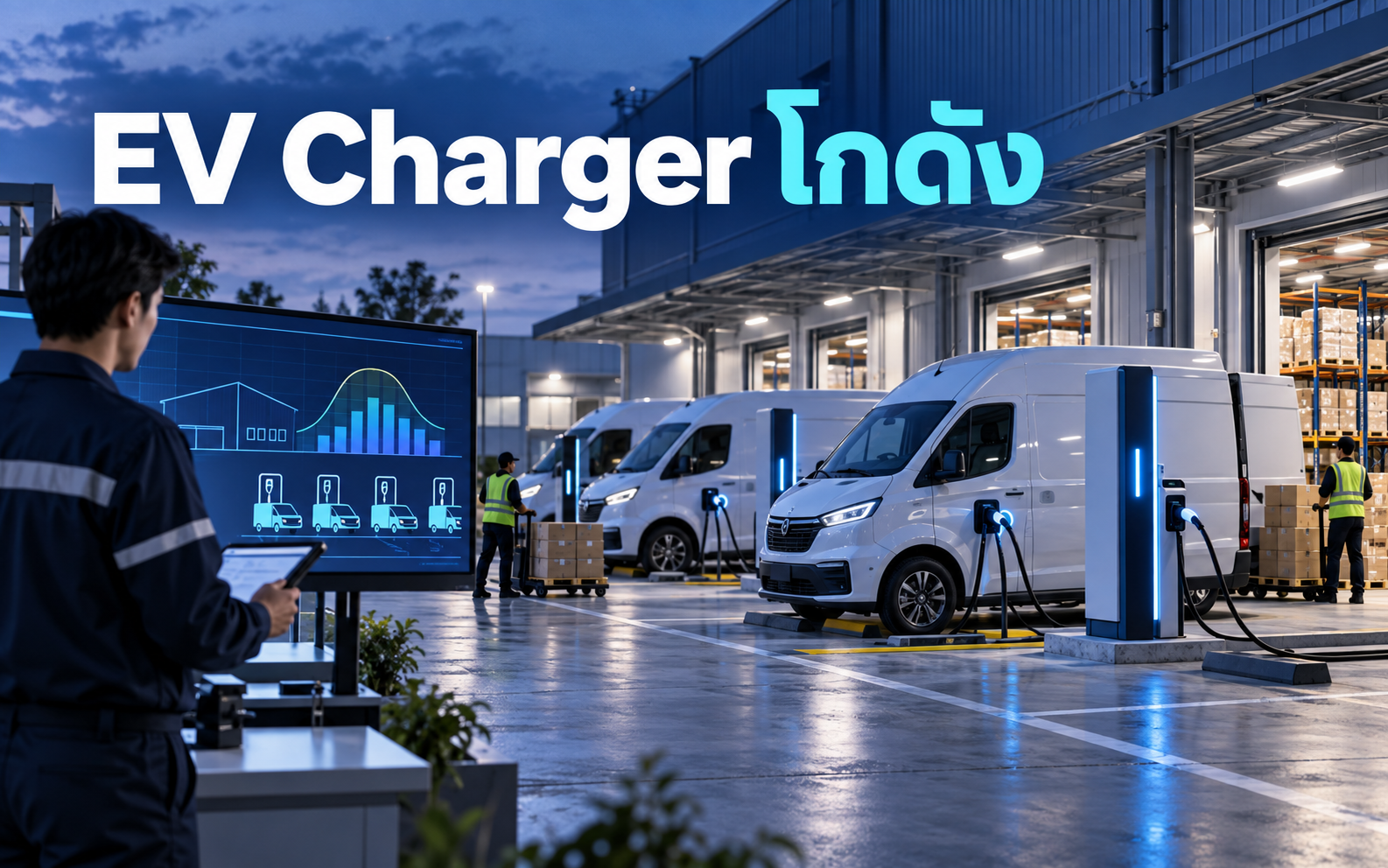 EV Charger โกดังขนส่ง วางช่องจอดรถตู้ไฟฟ้าอย่างไร