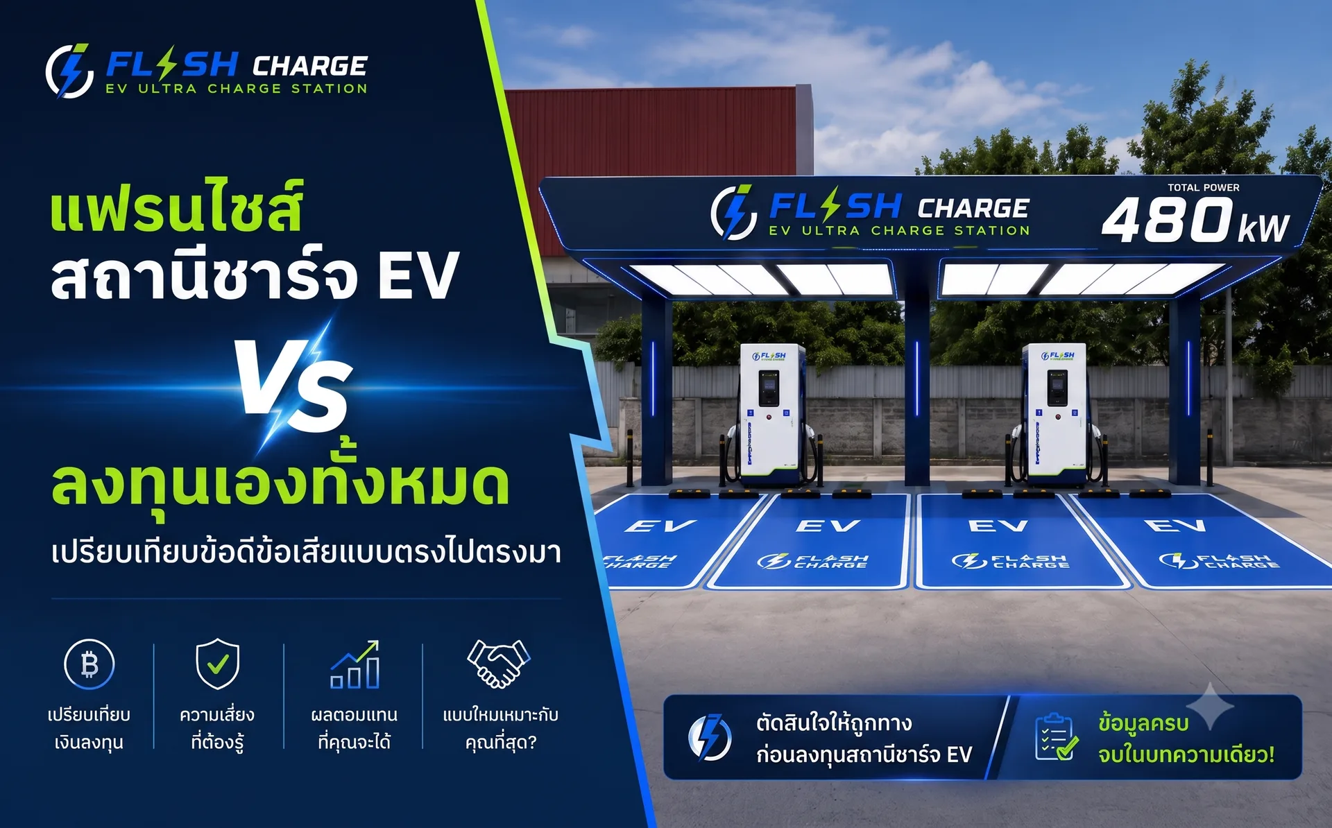 แฟรนไชส์สถานีชาร์จ EV vs ลงทุนเองทั้งหมด — เปรียบเทียบข้อดีข้อเสียแบบตรงไปตรงมา